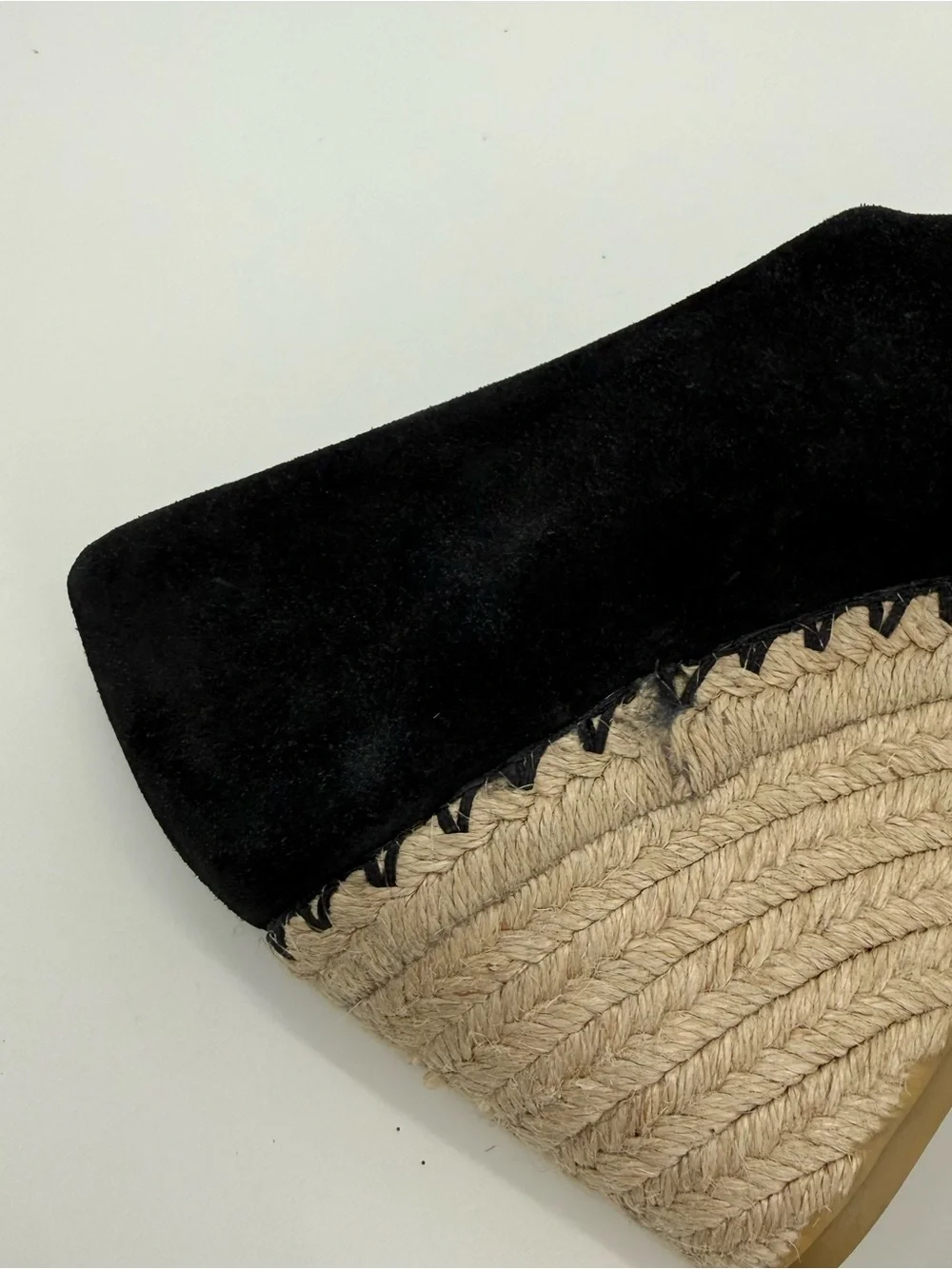 Vince Black Espadrille Wedges Suede Peep Toe Size 7.5M Designer Sonora Cutout